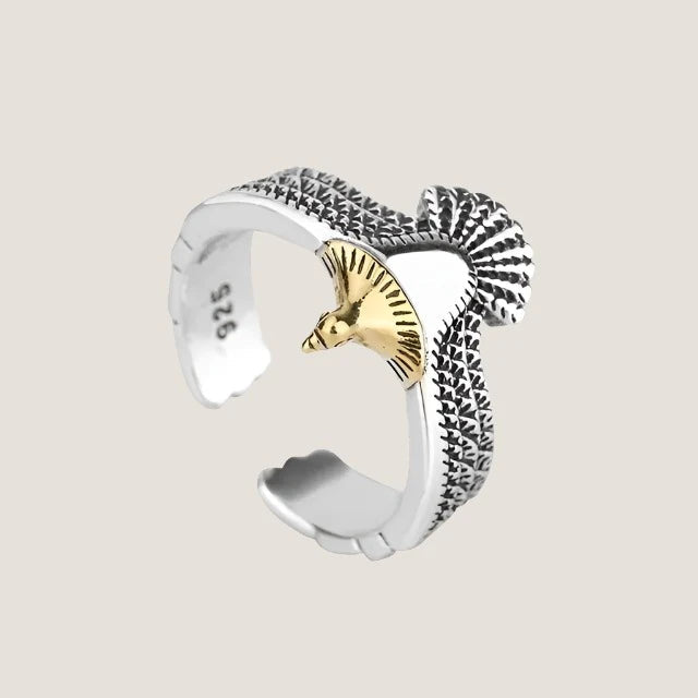 Silver and Gold Eagle Adjustable Ring