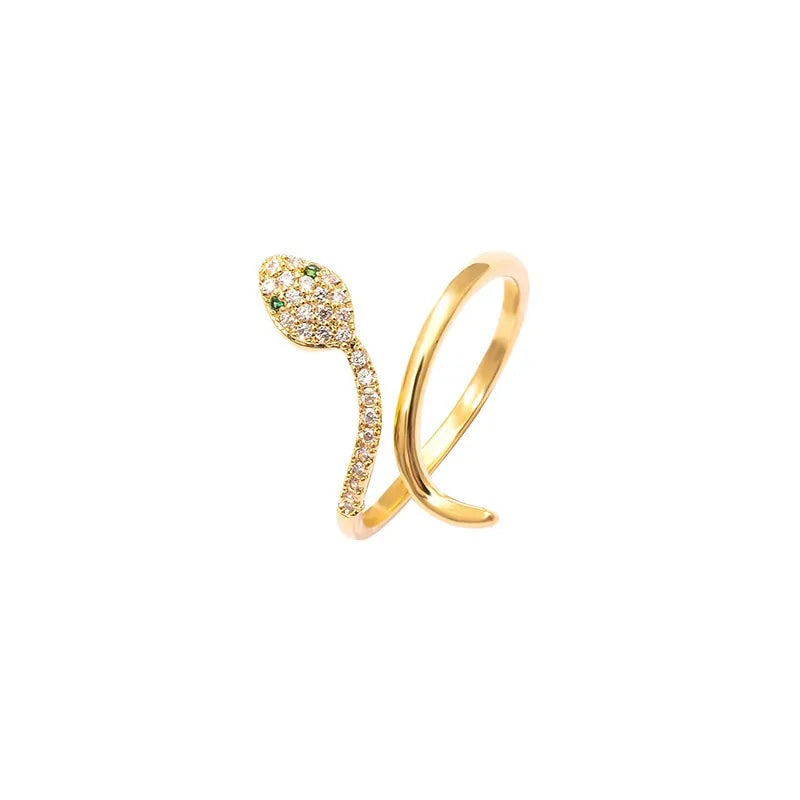 Gold Adjustable Sparkle Snake Ring