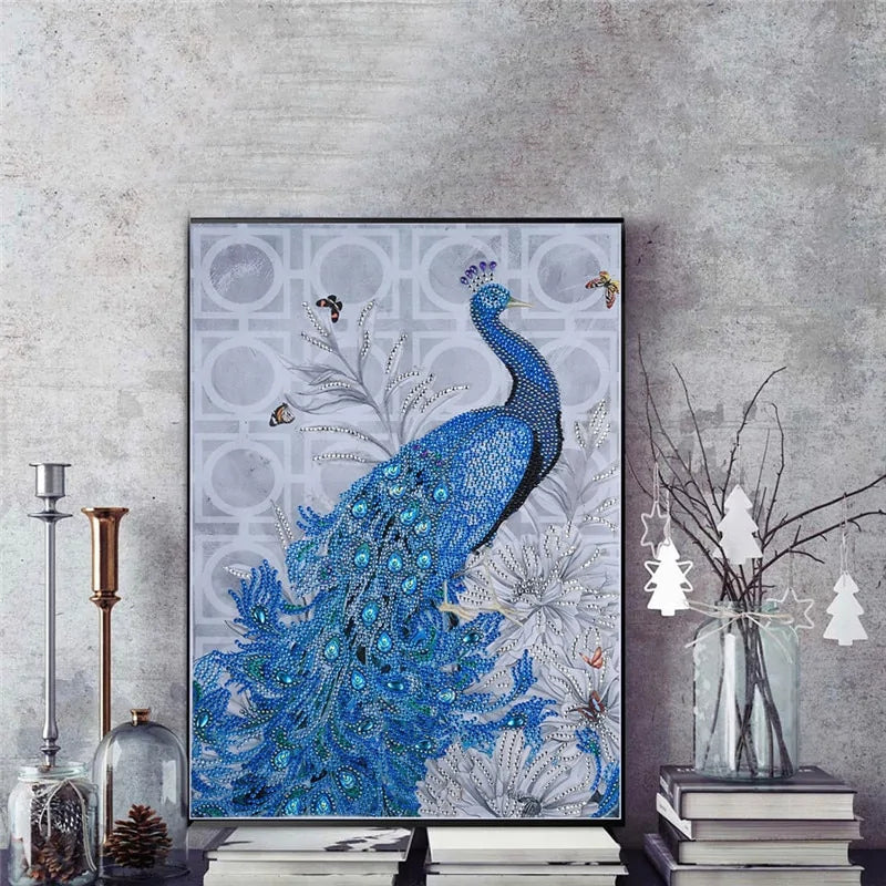 Blue Peacock Painting Animal Airt