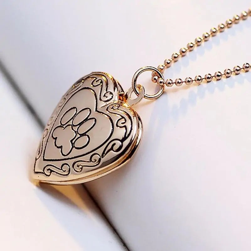 Paw Print Heart Locket