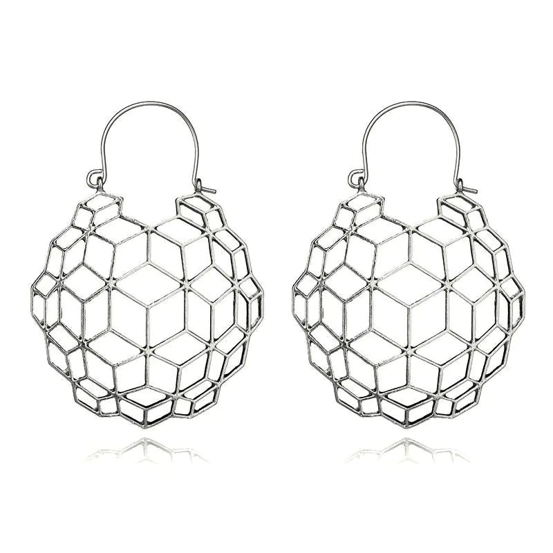 Abstract Queen Bee Honeycomb Earrings