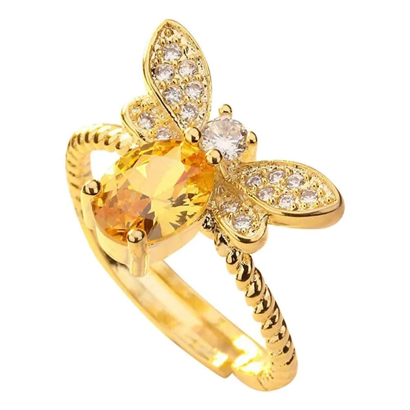 Adjustable Crystal Bee Ring-What About Noah