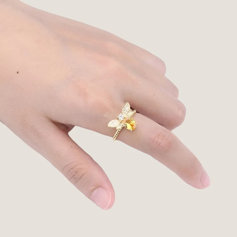 Adjustable Crystal Bee Ring-What About Noah