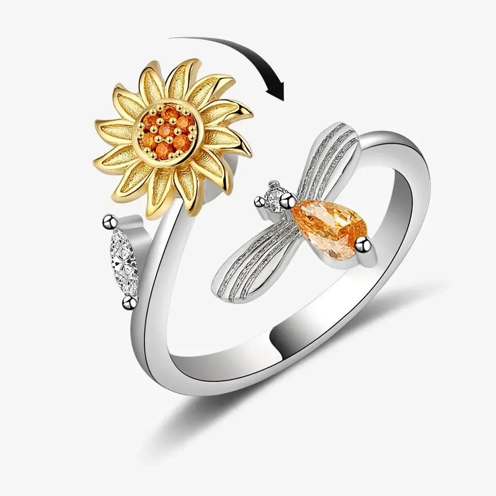 Adjustable Sunflower Bee Fidget Ring-What About Noah