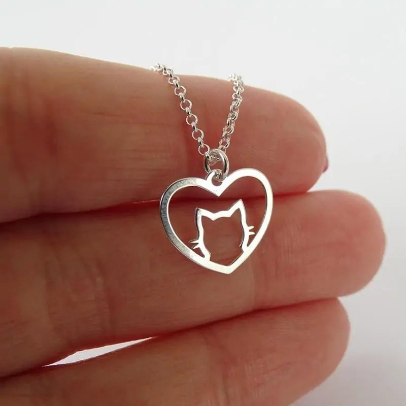 Cat Heart Necklace-What About Noah