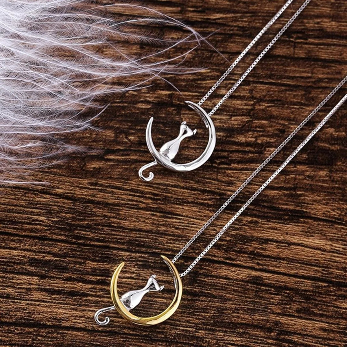 Cat Moon Necklace-What About Noah