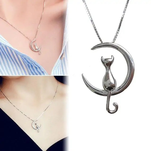 Cat Moon Necklace-What About Noah