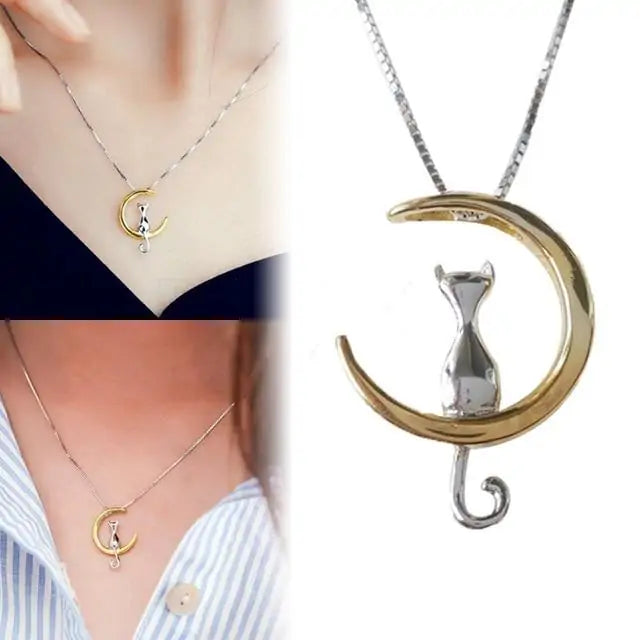 Cat Moon Necklace-What About Noah