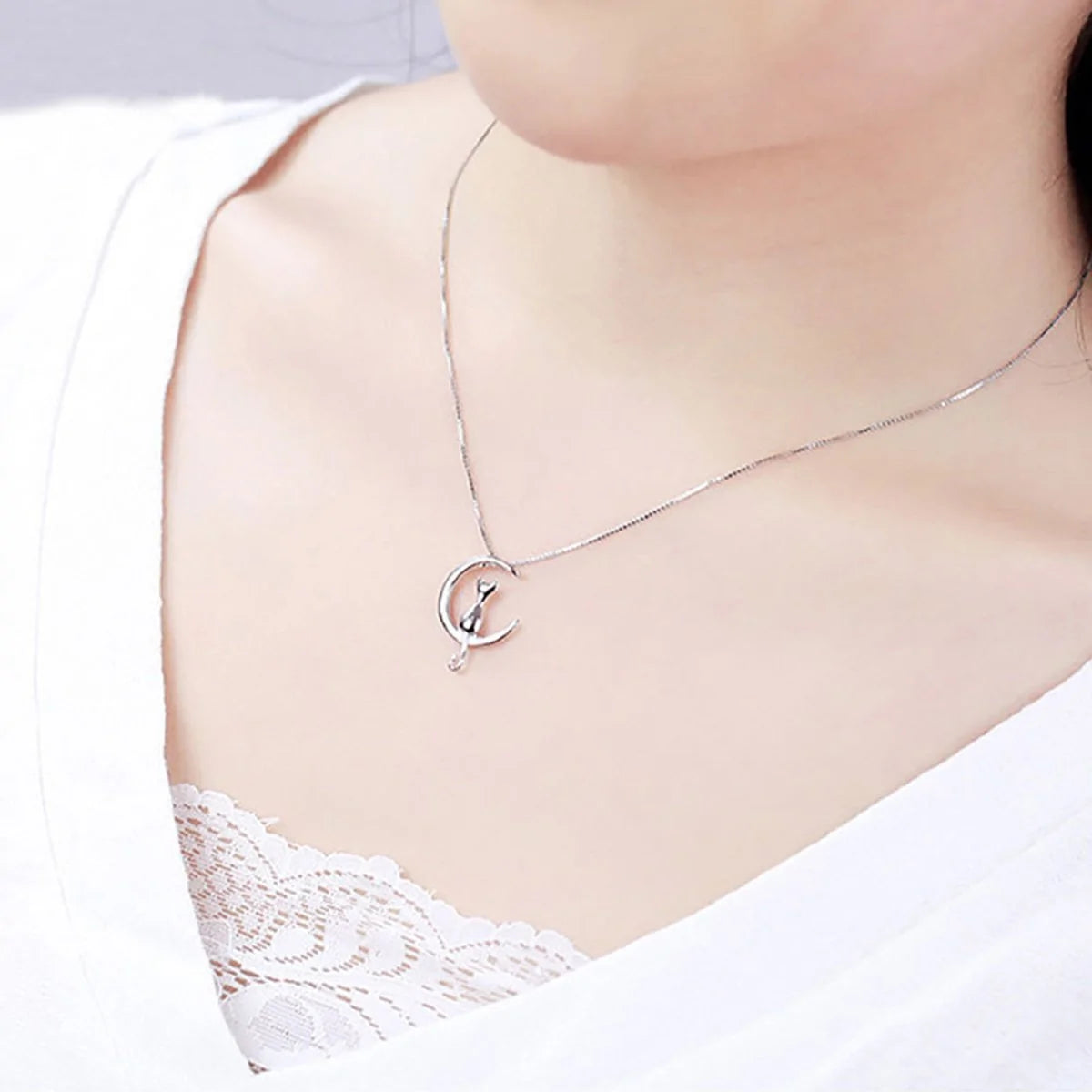 Cat Moon Necklace-What About Noah