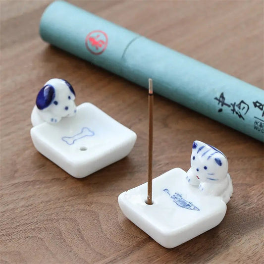 Cat and Dog Ceramic Incense Stick Holders-What About Noah