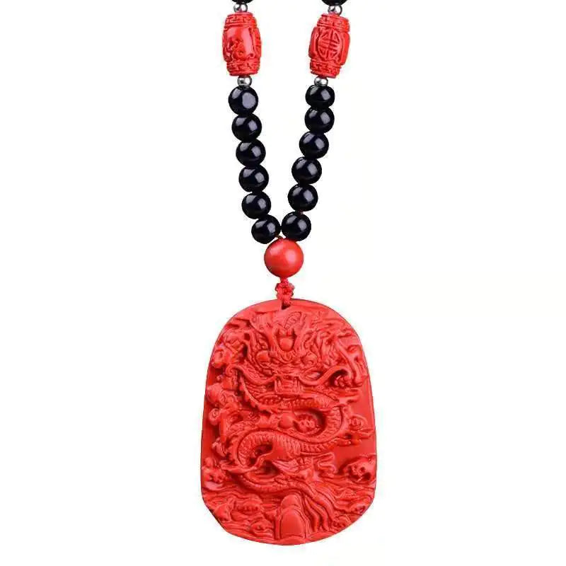 Cinnabar Stone Red Dragon Pendant-What About Noah