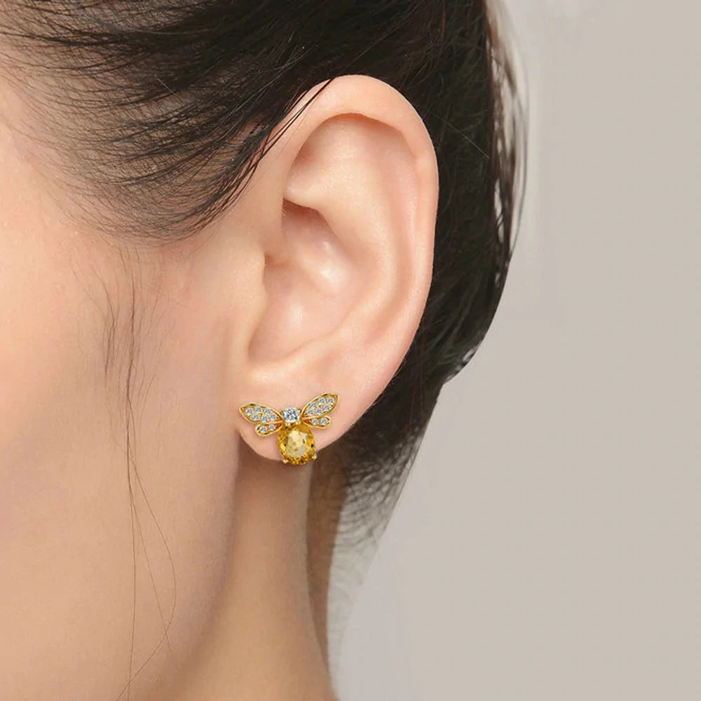 Crystal Bee Stud Earring-What About Noah