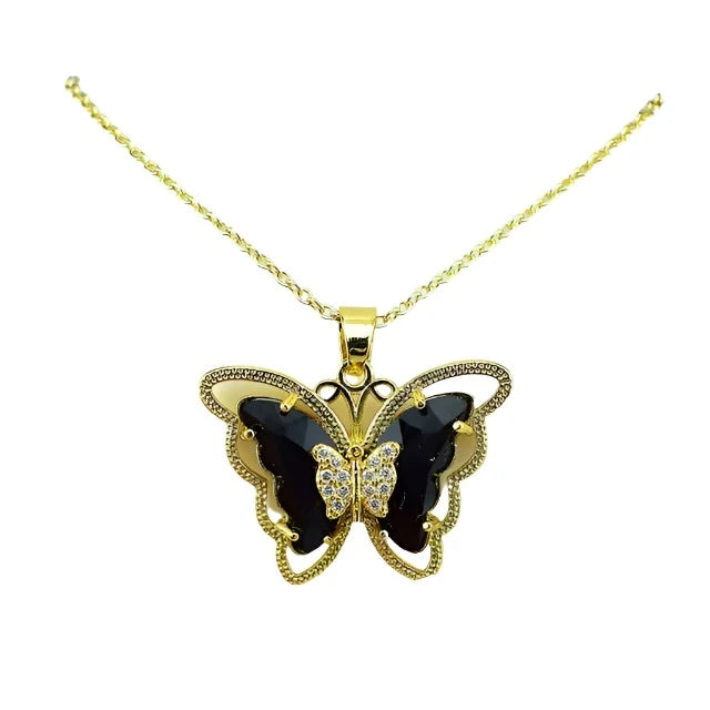 Crystal Glass Butterfly Necklace-What About Noah