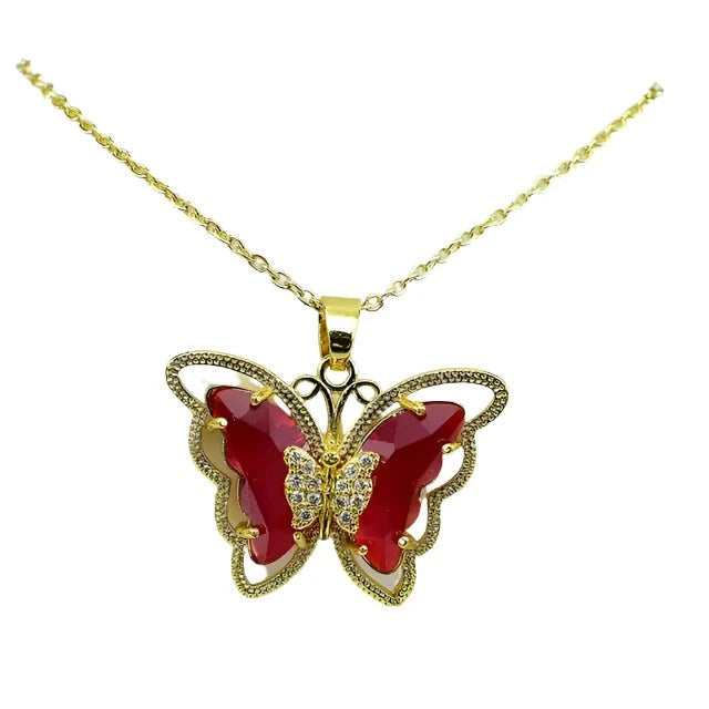 Crystal Glass Butterfly Necklace-What About Noah