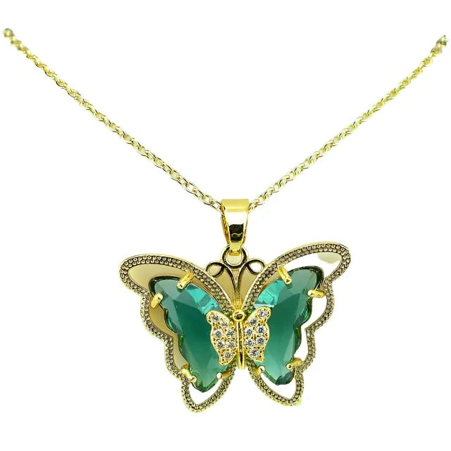 Crystal Glass Butterfly Necklace-What About Noah