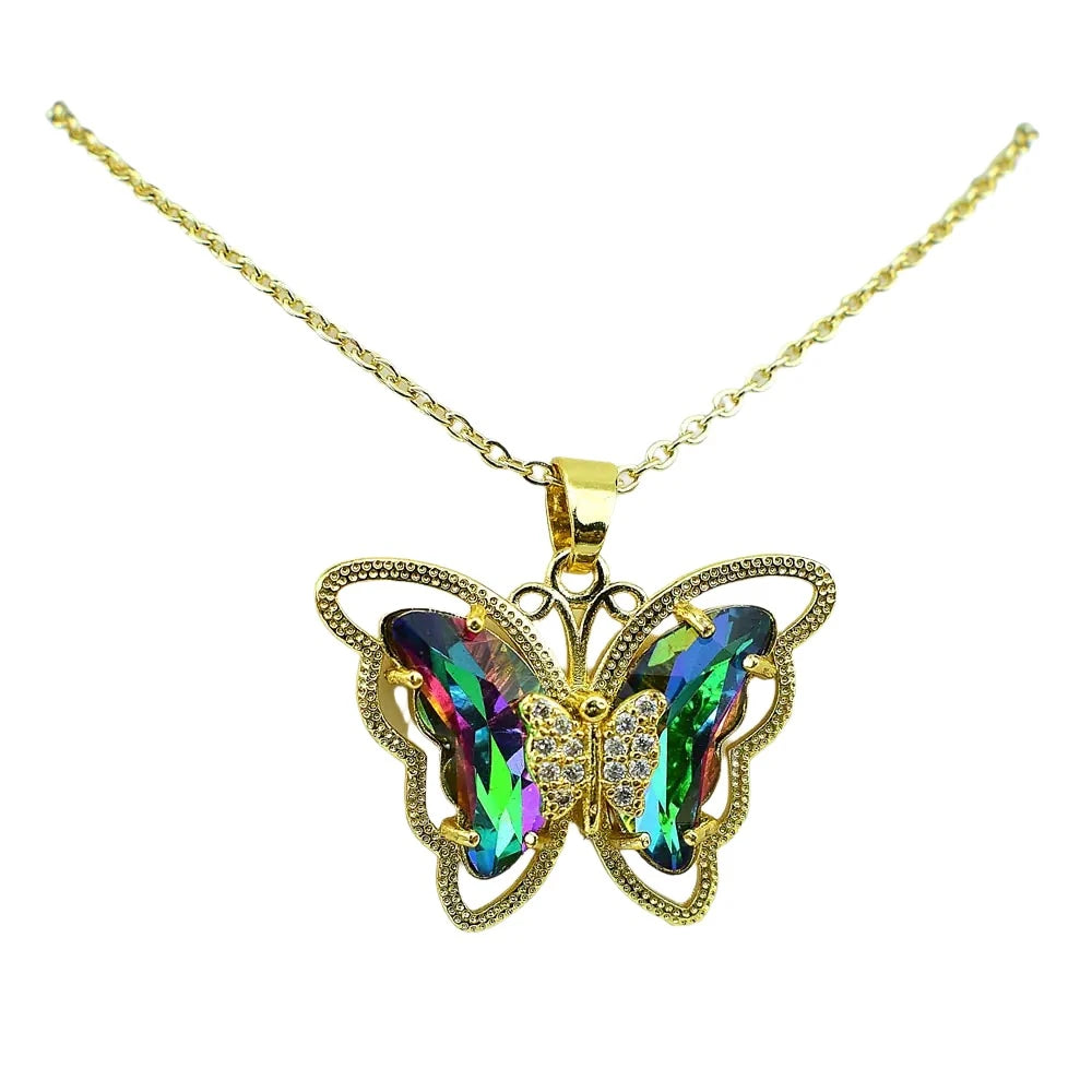 Crystal Glass Butterfly Necklace-What About Noah