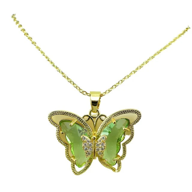 Crystal Glass Butterfly Necklace-What About Noah