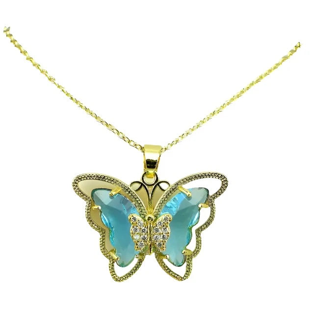 Crystal Glass Butterfly Necklace-What About Noah