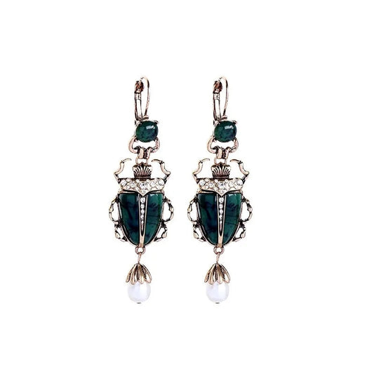 Cultured Pearl Beetle Earrings-What About Noah