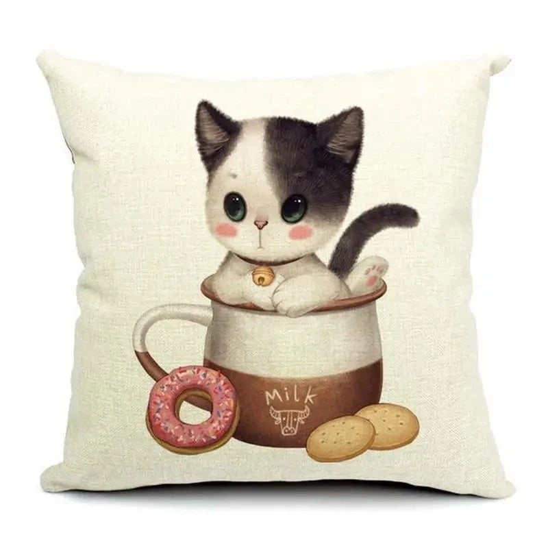 Cute 3D Retro Teacup Cat Cushion Covers-What About Noah