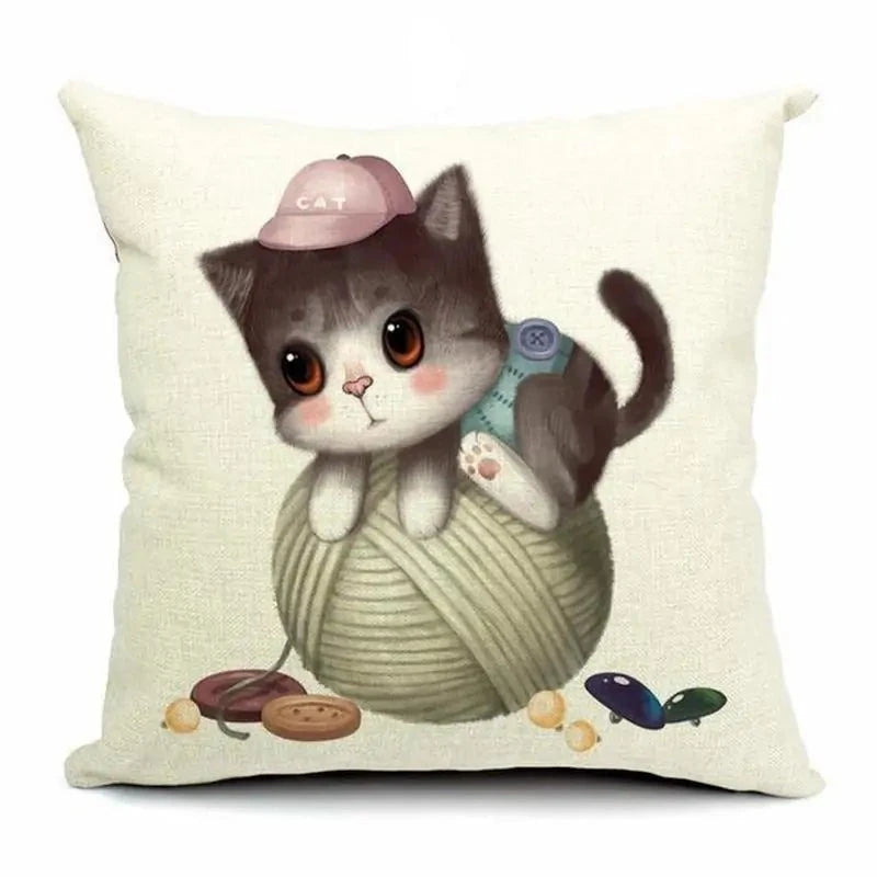 Cute 3D Retro Teacup Cat Cushion Covers-What About Noah