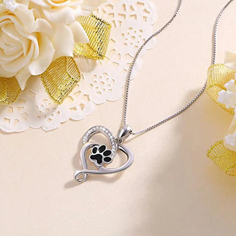 Dog Paw Print Heart Necklace-What About Noah