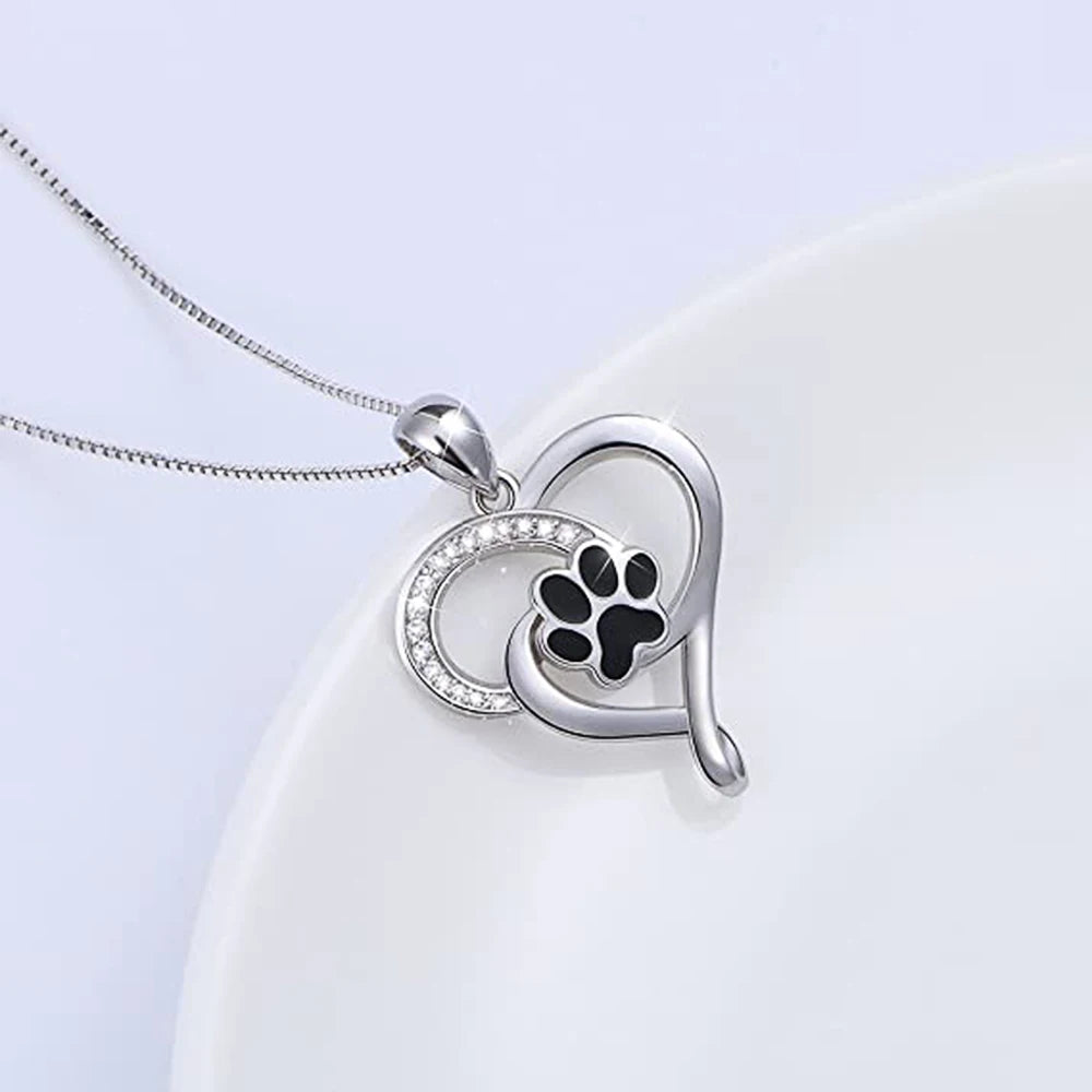 Dog Paw Print Heart Necklace-What About Noah