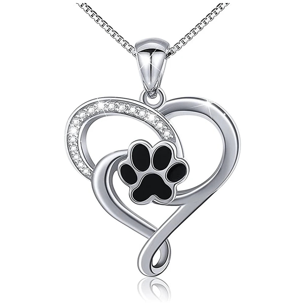 Dog Paw Print Heart Necklace-What About Noah