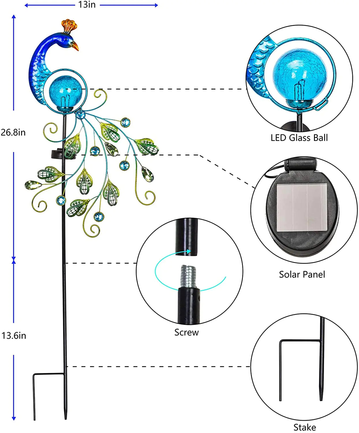 Glorious Peacock Solar Light-What About Noah