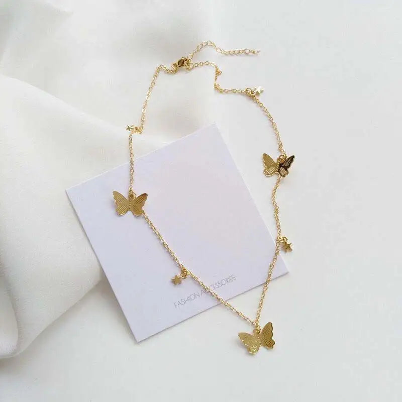 Gold Butterfly Charms Necklace-What About Noah