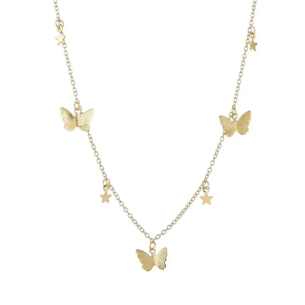 Gold Butterfly Charms Necklace-What About Noah