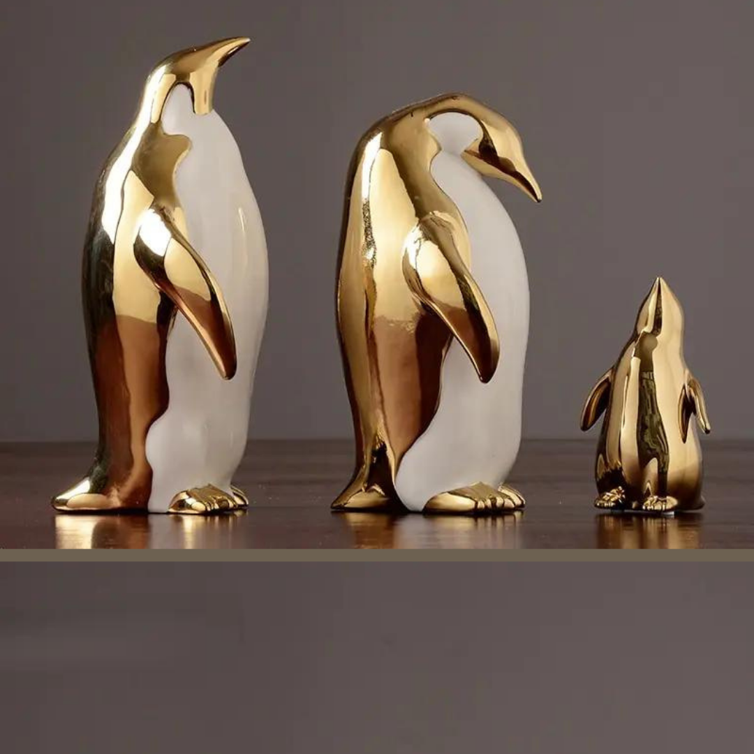 Gold and White Penguin Figurines-What About Noah