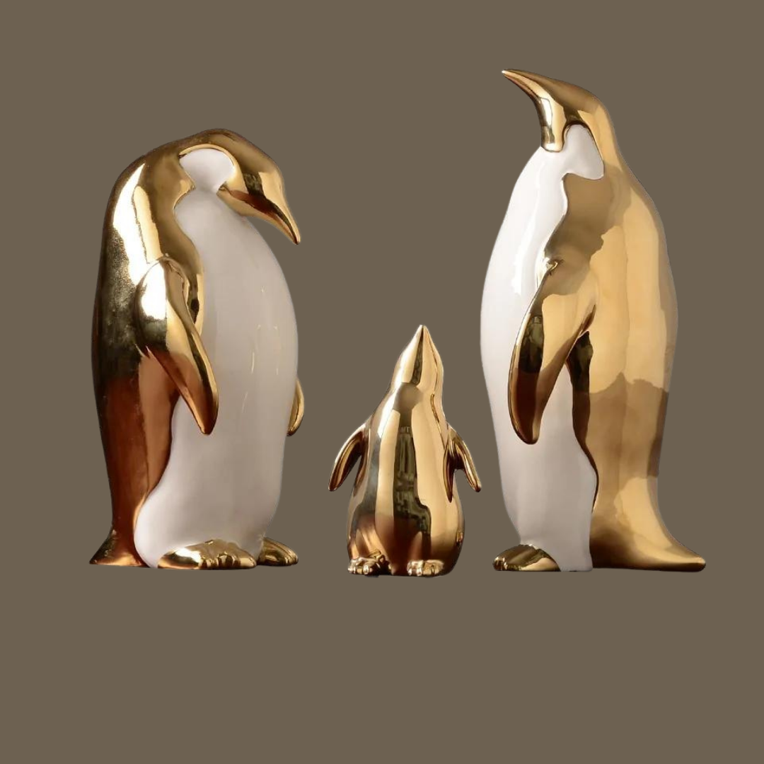 Gold and White Penguin Figurines-What About Noah