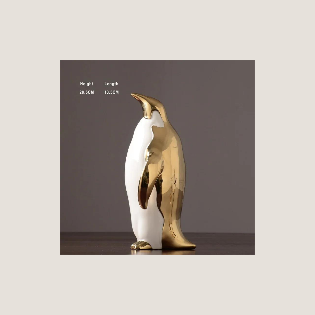 Gold and White Penguin Figurines-What About Noah