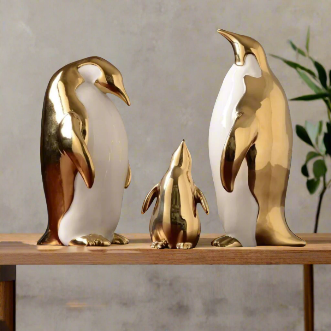 Gold and White Penguin Figurines-What About Noah