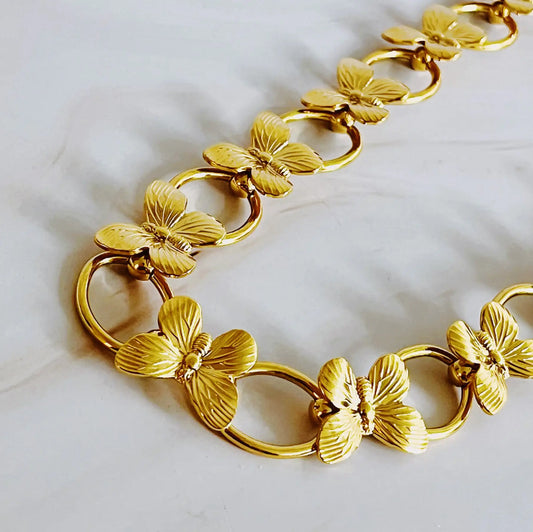 Gold Butterfly Link Choker Necklace