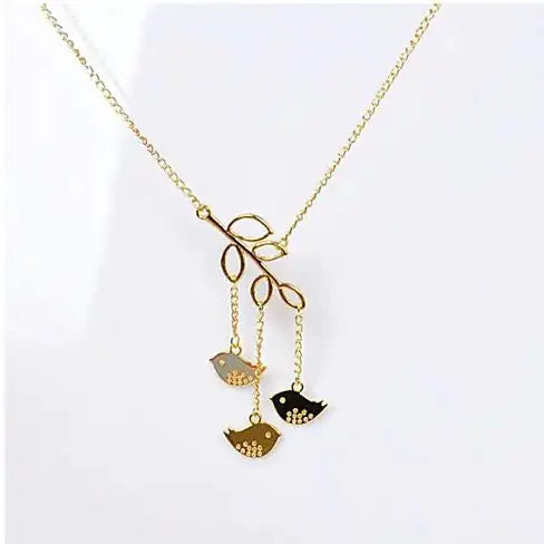 Gold Plated 3 Little Sparrows Necklace