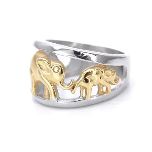 Gold and Silver Enchanted Elephants Ring