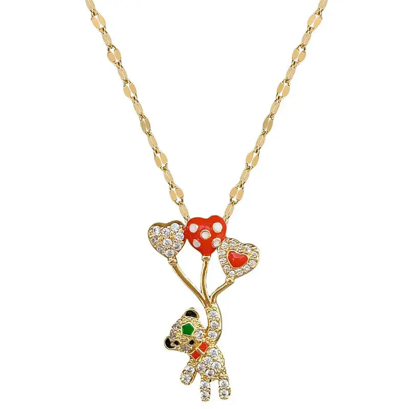 Heart Balloon Bear Necklace-What About Noah