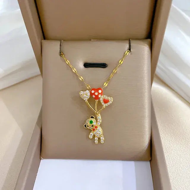 Heart Balloon Bear Necklace-What About Noah