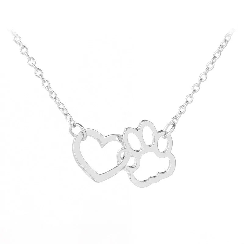 Heart and Paw Footprint Necklace-What About Noah