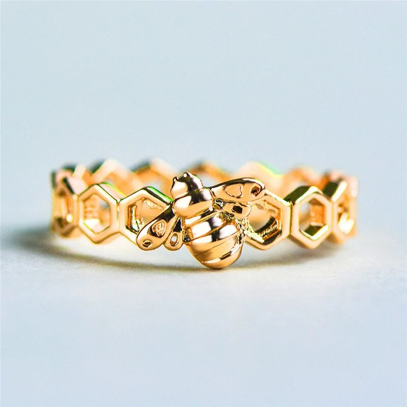 Honeycomb Ring with Bee Accent-What About Noah