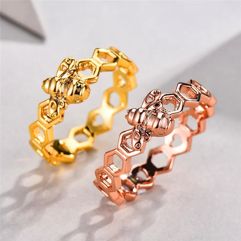 Honeycomb Ring with Bee Accent-What About Noah