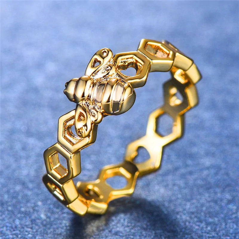 Honeycomb Ring with Bee Accent-What About Noah