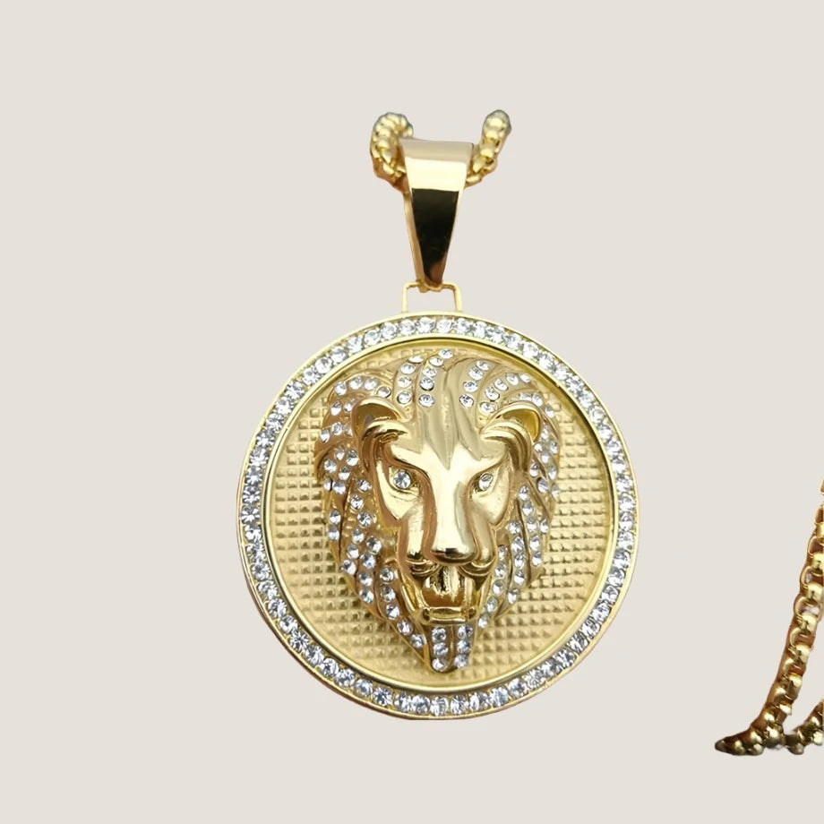 Iced Lion Head Pendant Necklace-What About Noah