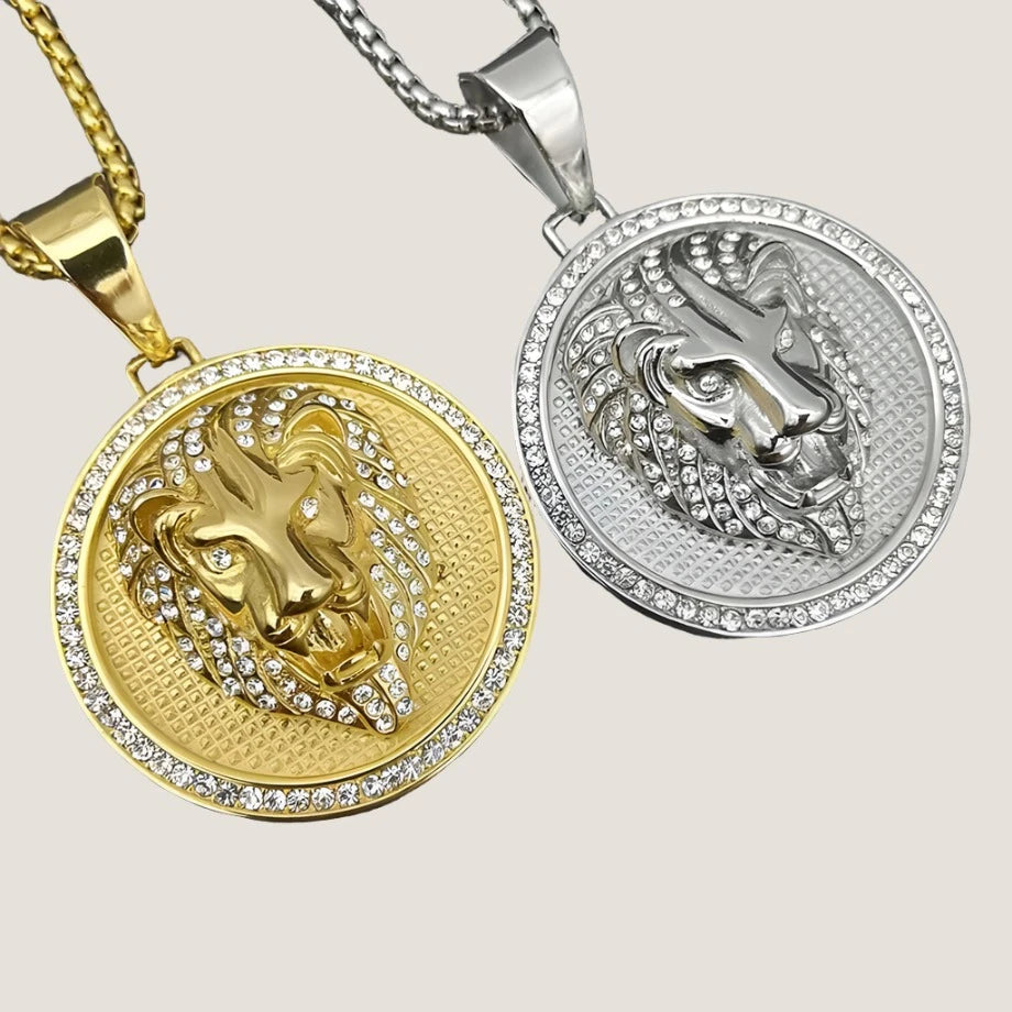 Iced Lion Head Pendant Necklace-What About Noah