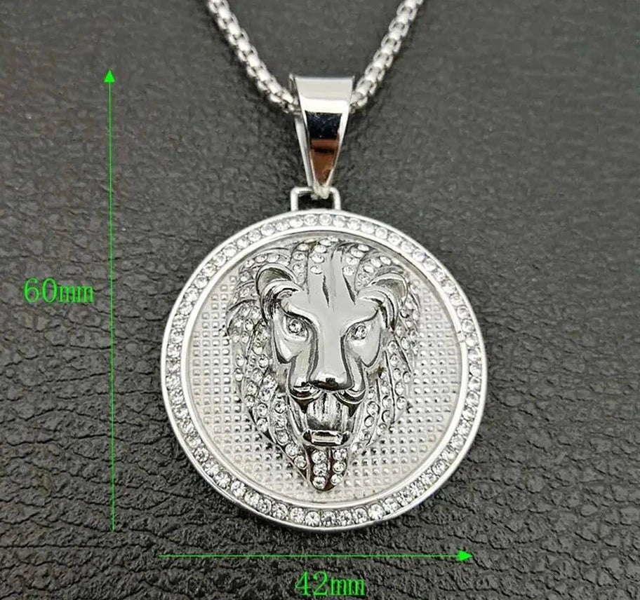 Iced Lion Head Pendant Necklace-What About Noah