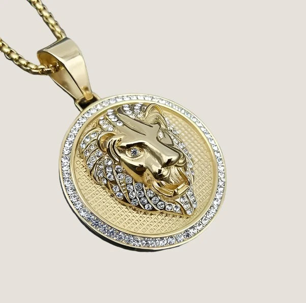 Iced Lion Head Pendant Necklace-What About Noah