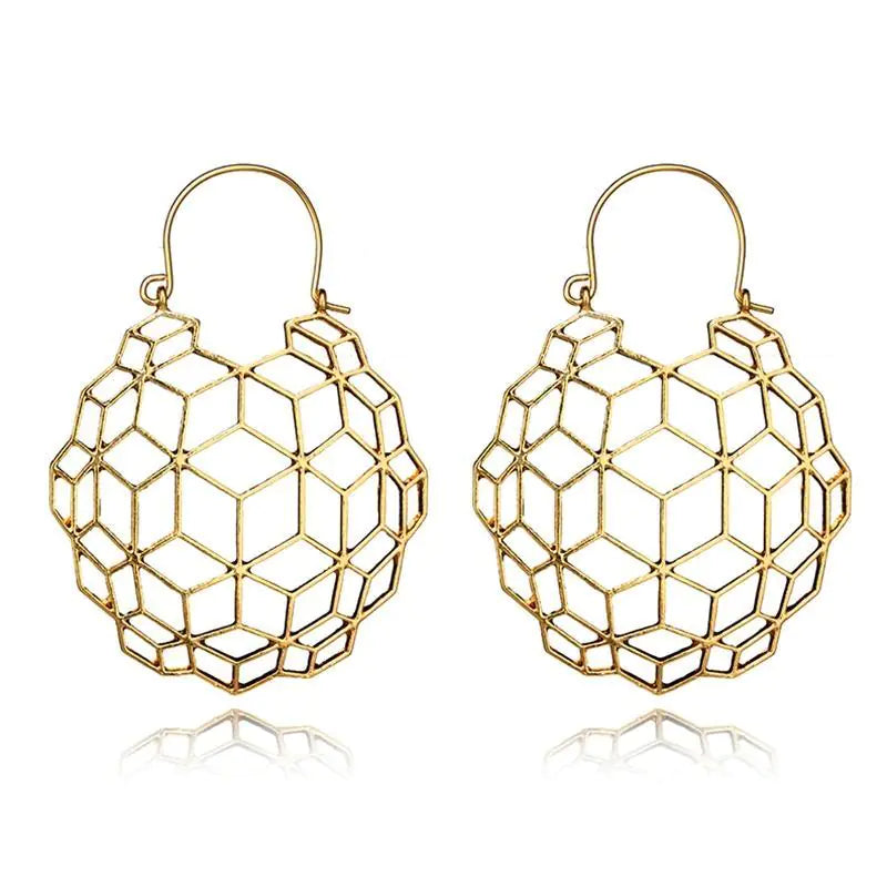 Abstract Queen Bee Honeycomb Earrings