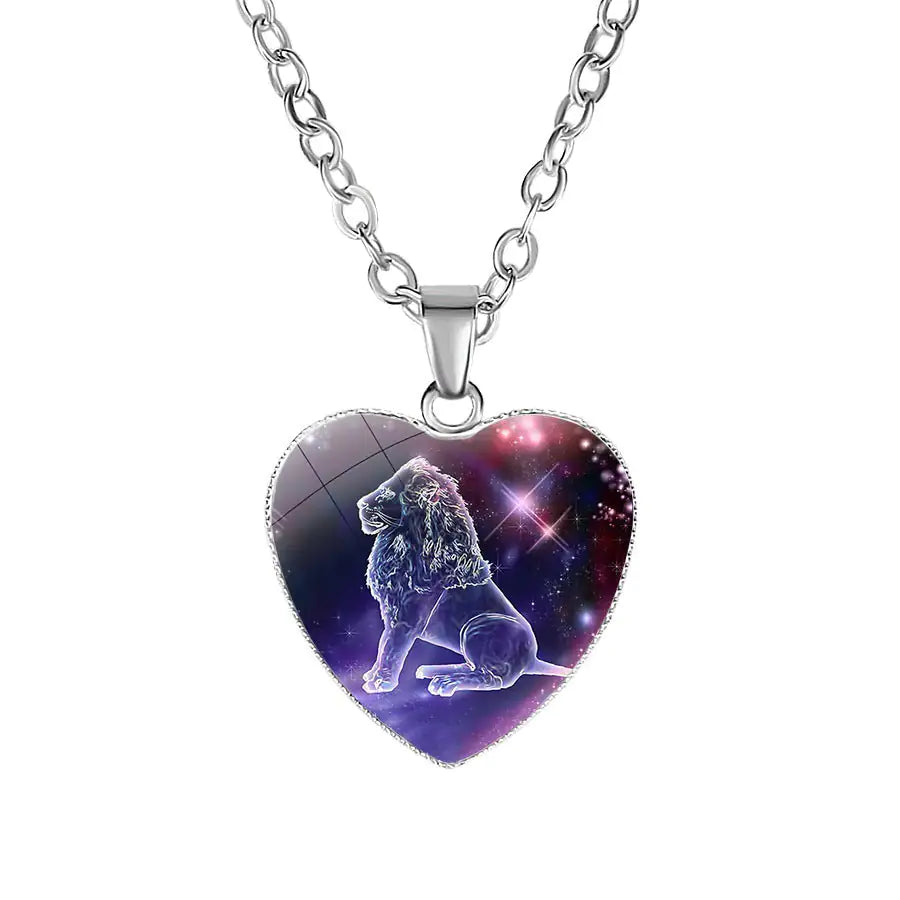 Leo Zodiac Heart Pendant Necklace